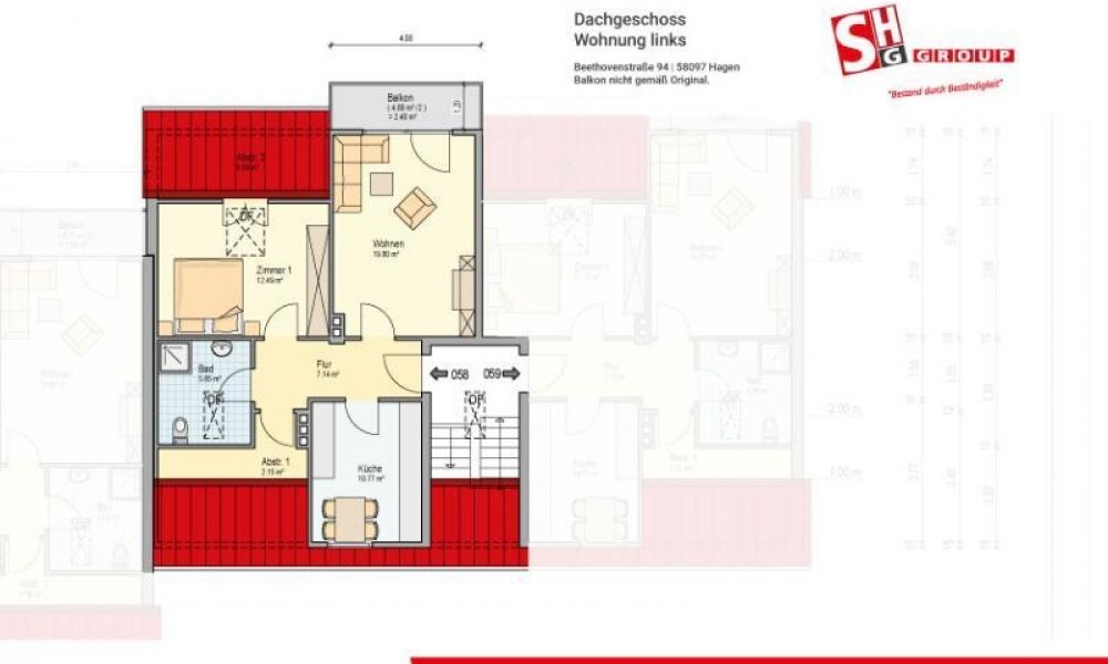 SHG+++ Schöne 3,5-Zimmerwohnung im EG mit Balkon