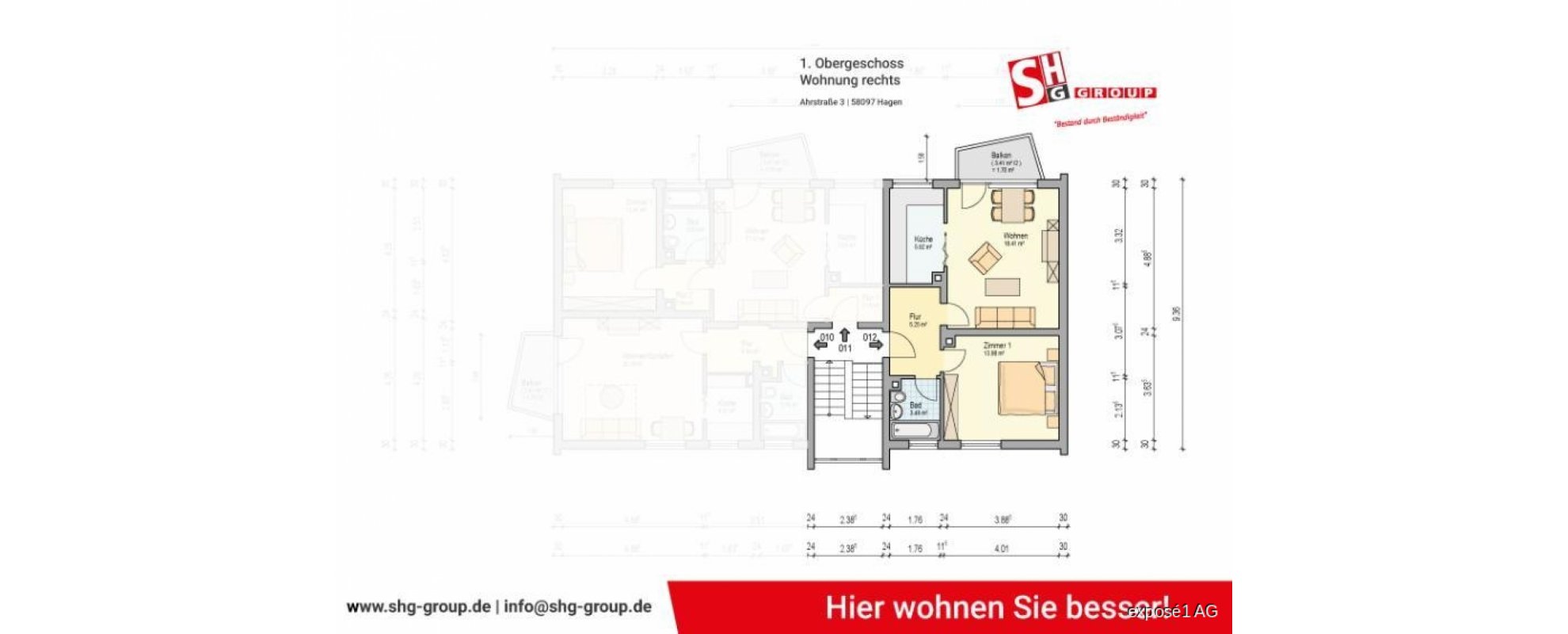 Grunriss 1. OG Wohnung rechts