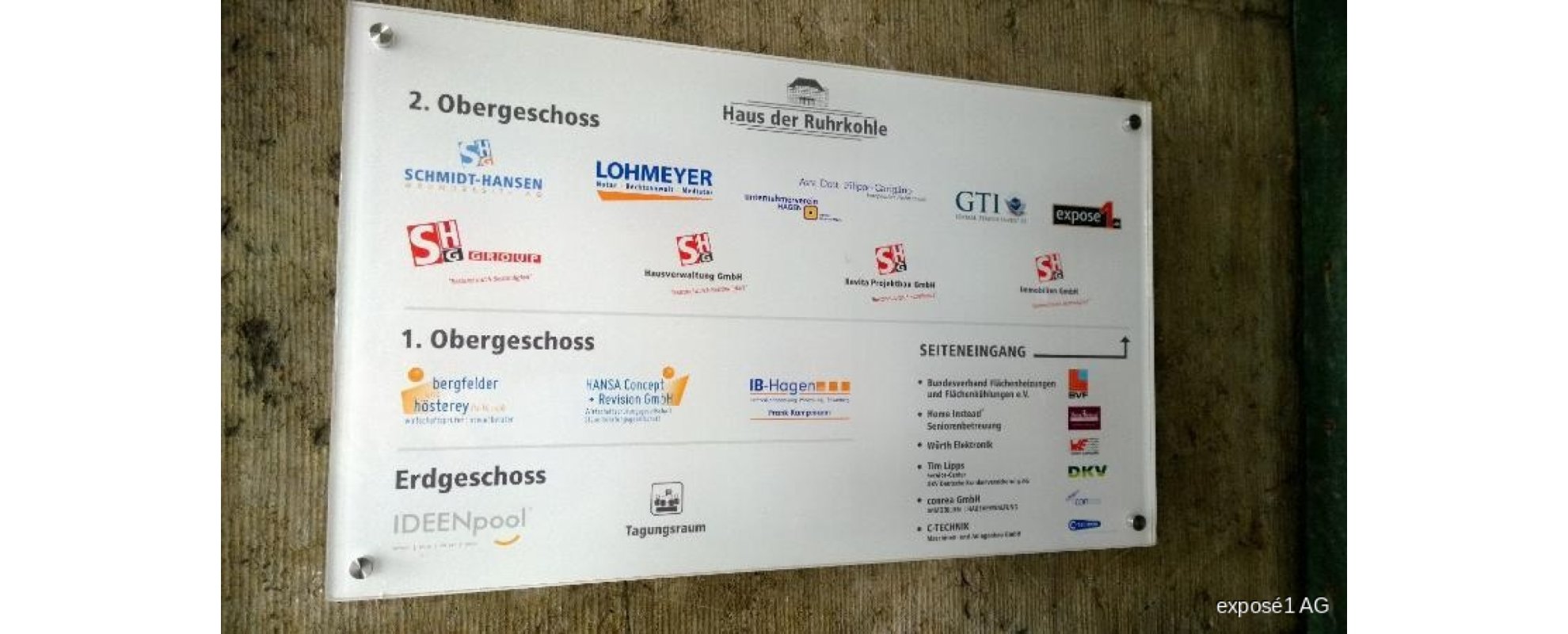 Im Objekt vorhandene Unternehmen