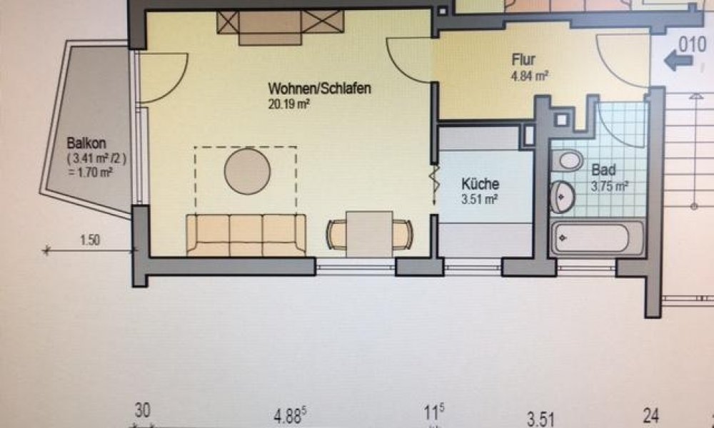 SHG+++ Schöne praktische 1,5 Zimmerwohnung