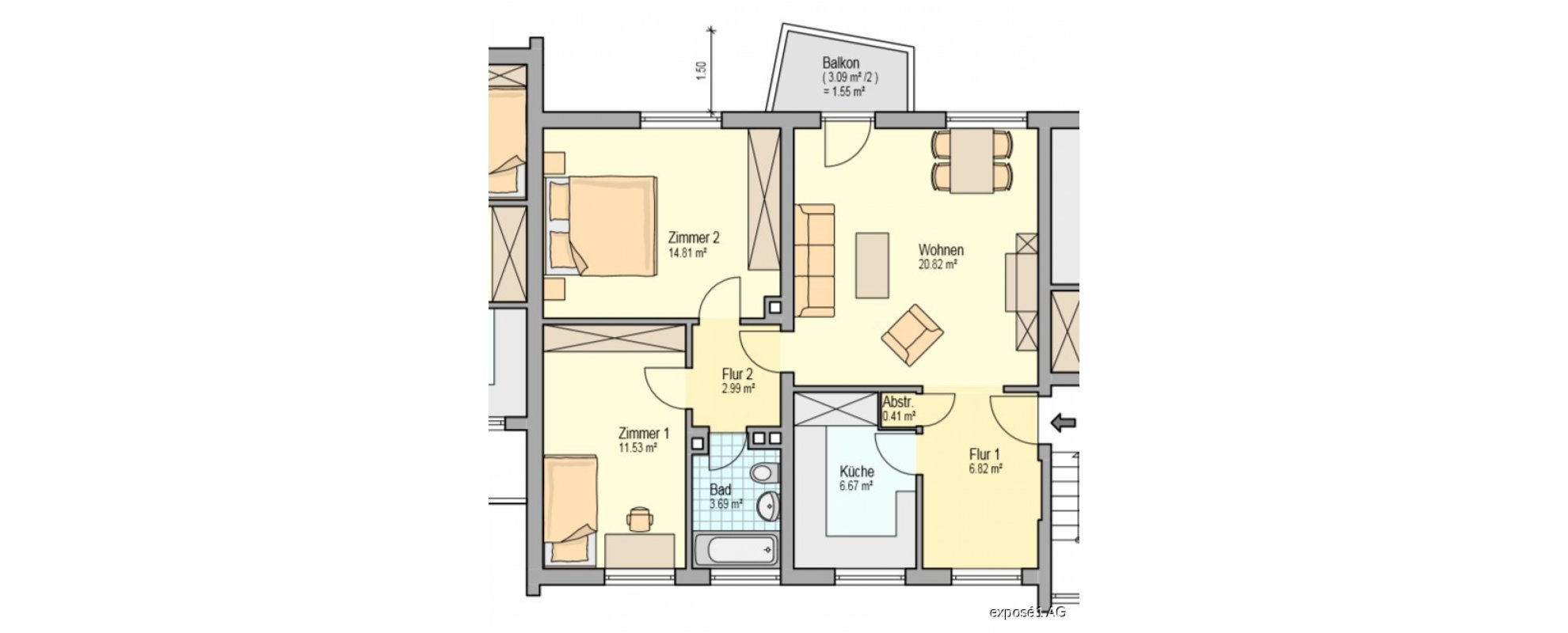 SHG+++  Großzügige 3,5 Zimmer Wohnung mit Balkon am Ischeland