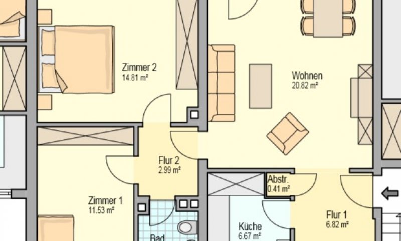 SHG+++  Großzügige 3,5 Zimmer Wohnung mit Balkon am Ischeland